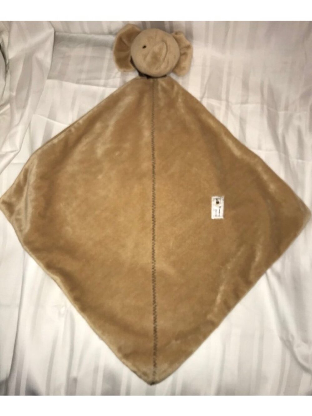 Carters Elephant Lovey Security Blanket Precious Firsts Tan Brown Rattle EUC